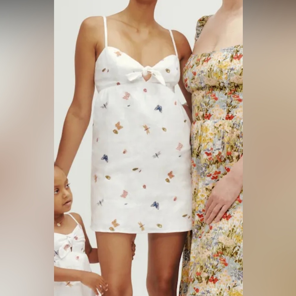 Reformation White Mini Dress with Floral Print